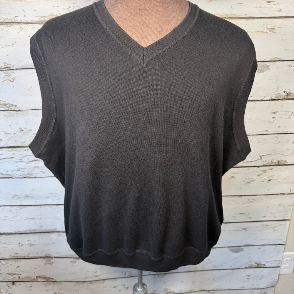 Cutter & Buck Men's Big Douglas V-Neck Sweater Vest black sz xl golf